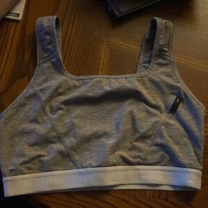 Nike Women's Heather Gray Sports Bra Size L Large with Phone Pocket EUC